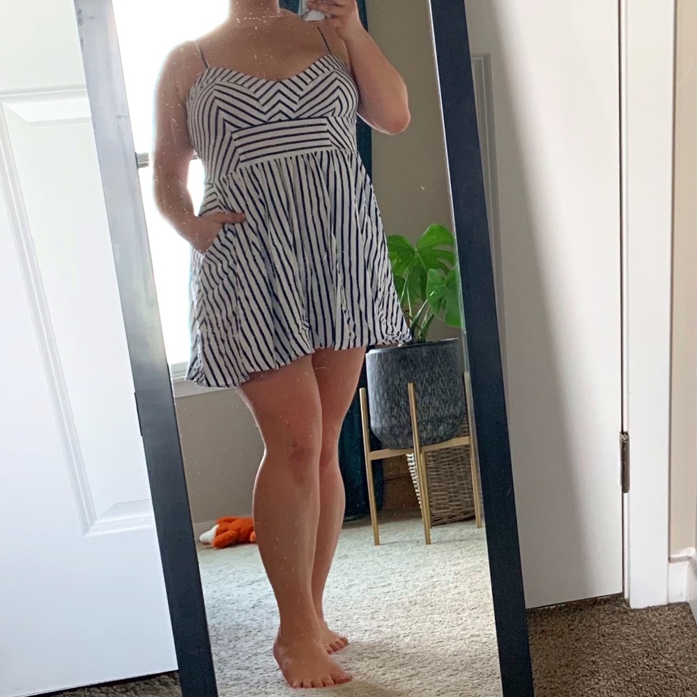 Blue and White Striped Dress